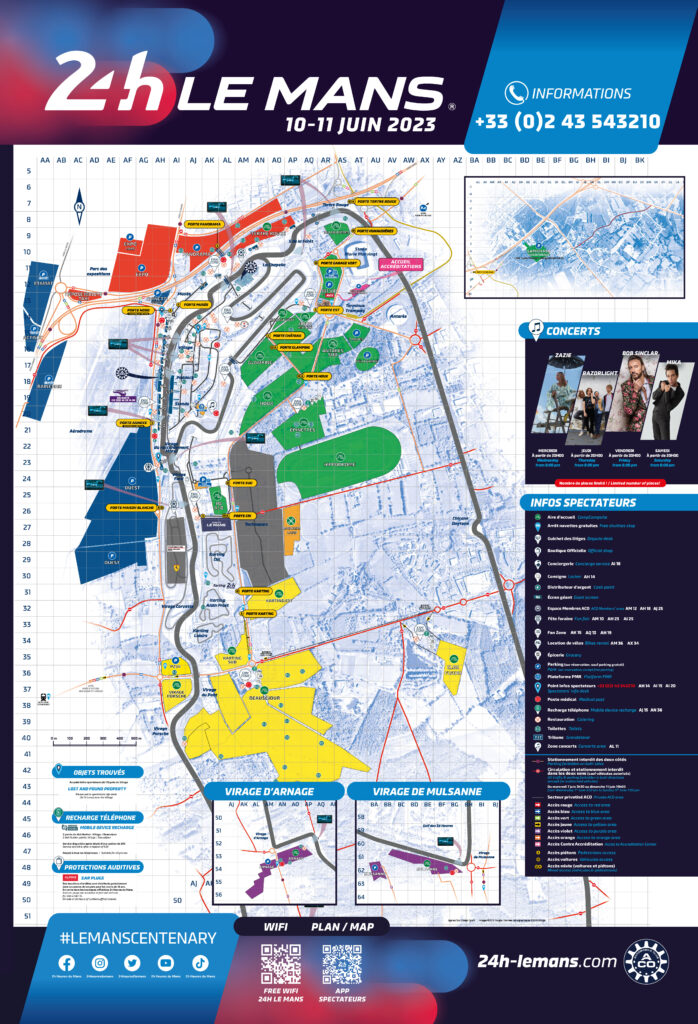 24h Le Mans 2023 téléchargez le plan tribunes parkings écrans