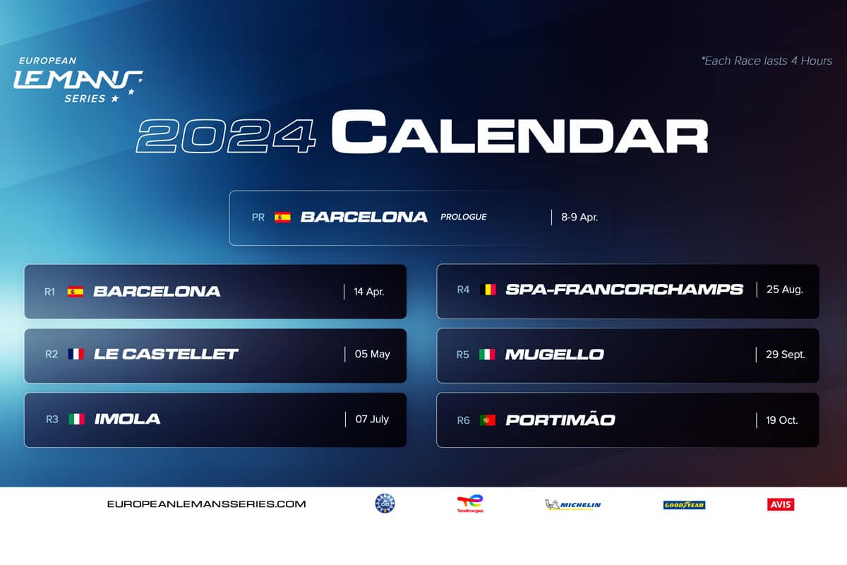 Calendrier ELMS 2024 circuits, horaires et engagés